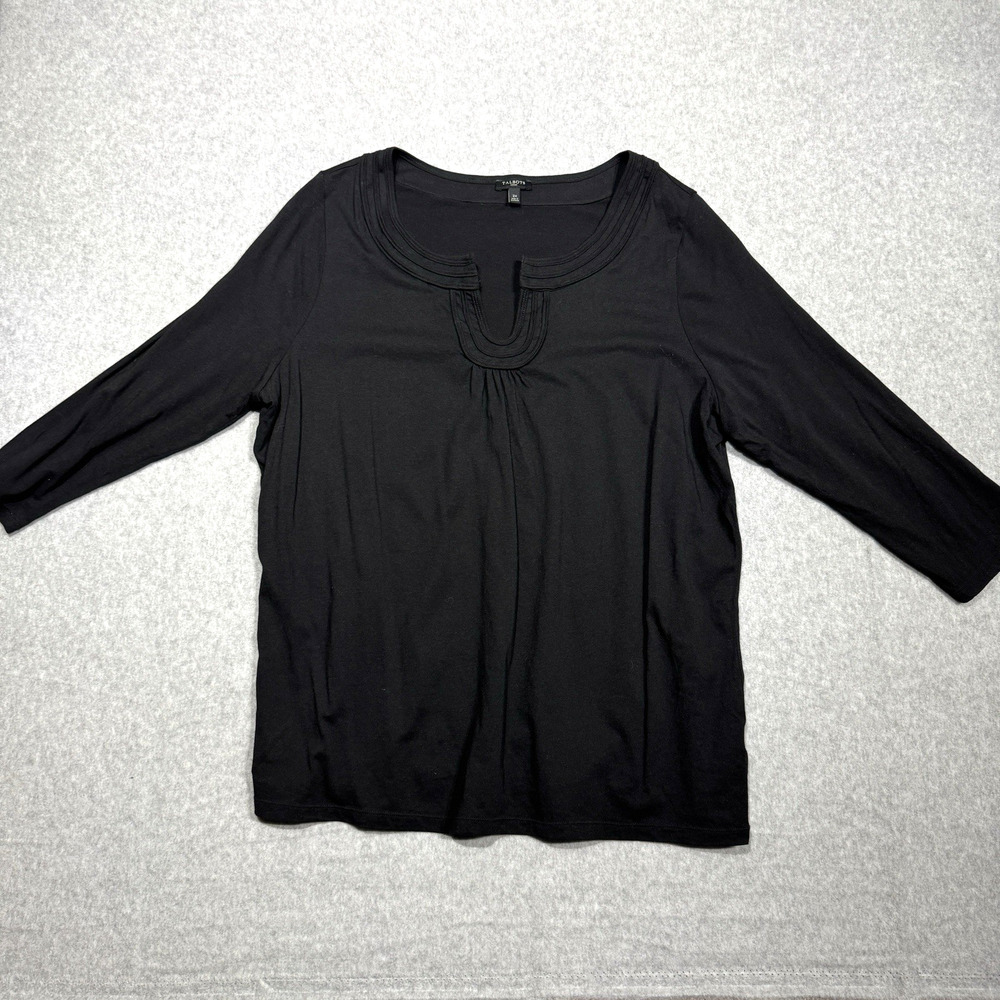 Talbots Women's Cotton Knit 3/4 Sleeve T-Shirt Sz 2X Black Cotton Essential